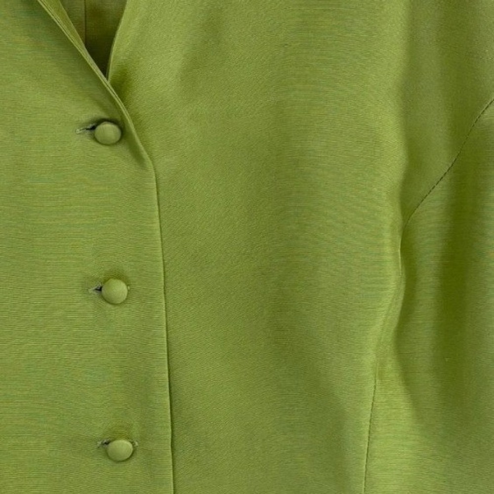 ADRIANNA PAPELL 100% SILK Green Blazer Vintage Top Womens 8 Office Work Y2K 90s - Picture 5 of 8